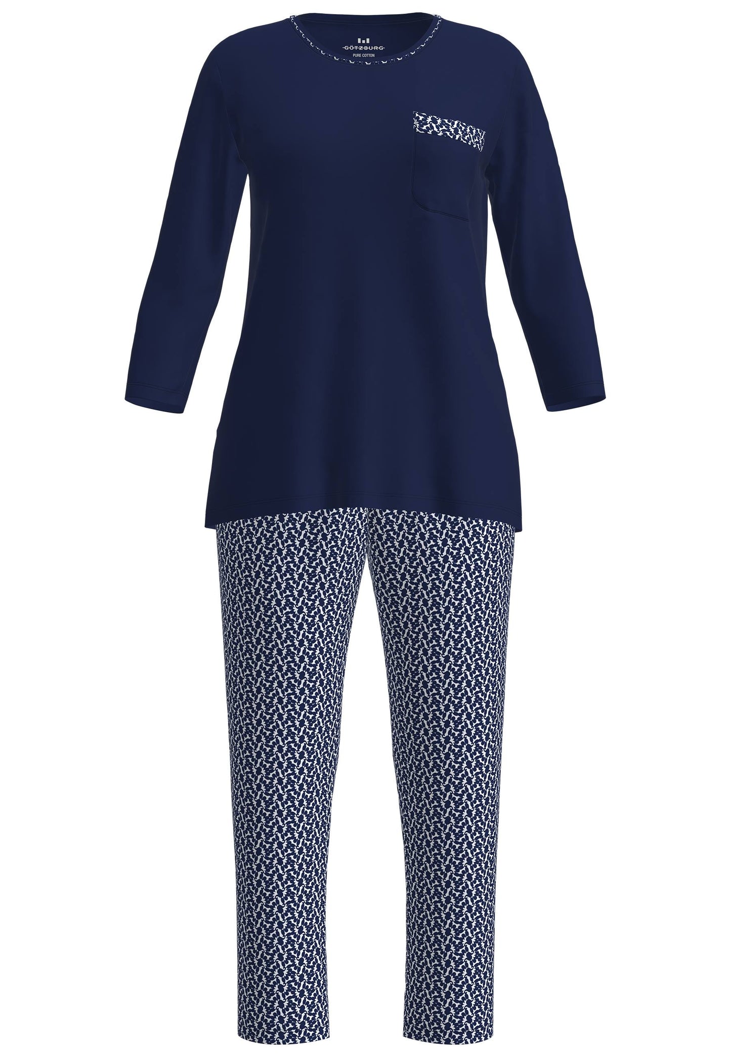 O-Pyjama,3/4A., knöchellang 250211/4009 665 blau