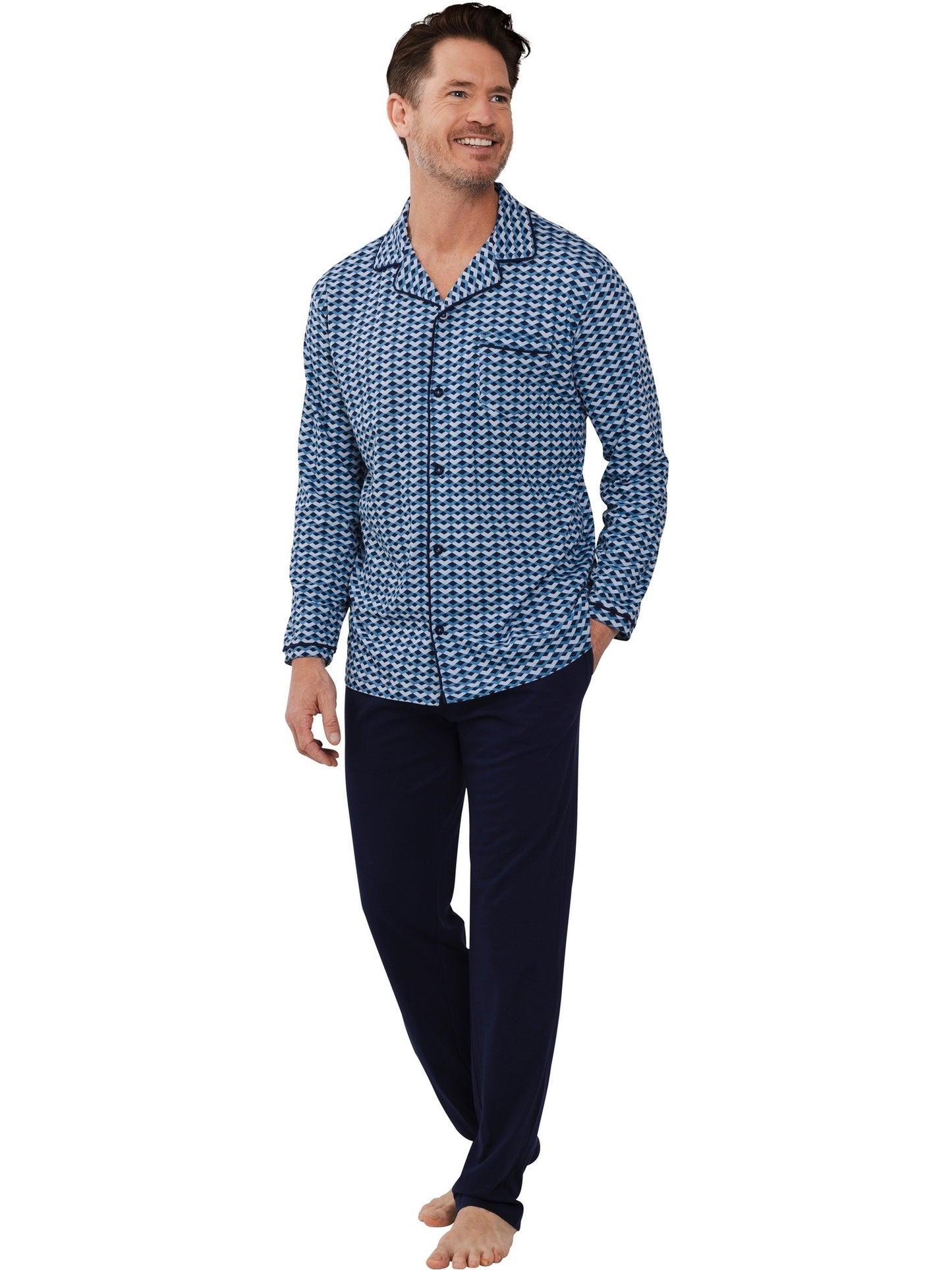 Pyjama full button 122251-522-1 520 blue