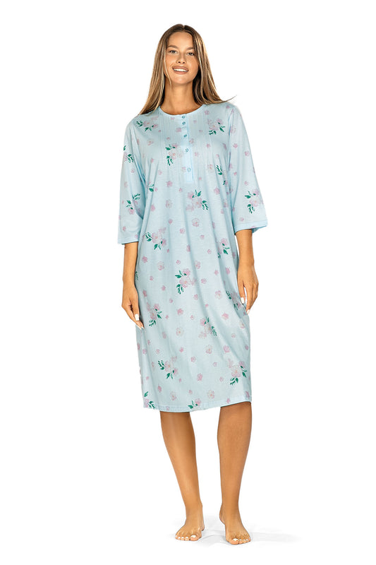 Damen Nachthemd 3/4 Arm 251230 1 Bleu