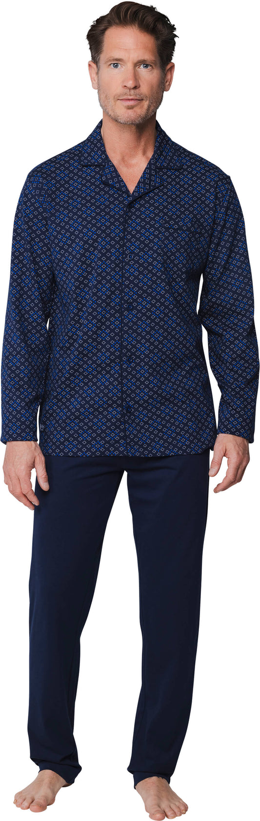 Pyjama full button 122199-510-2 520 Dark Blue