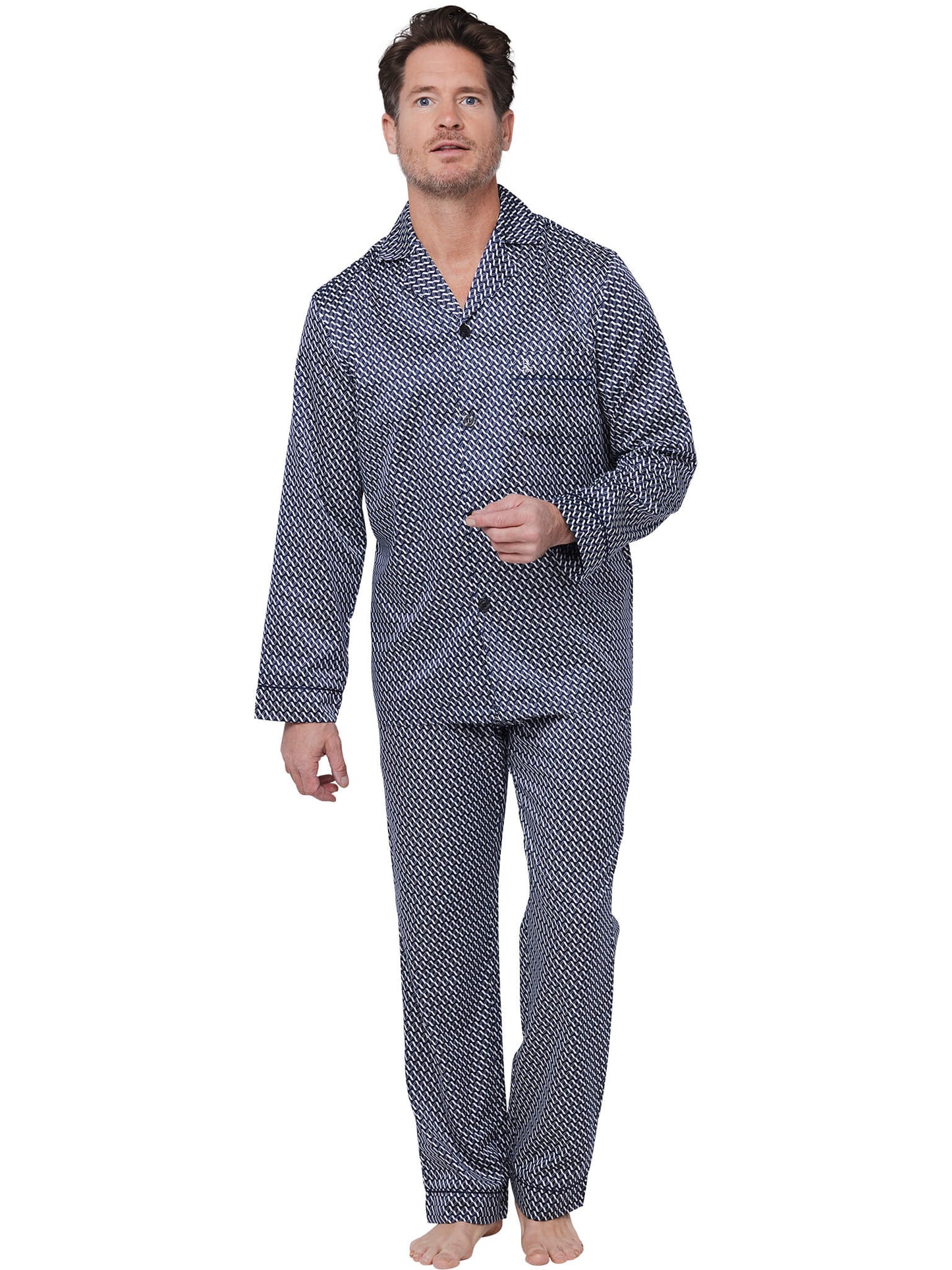 Pyjama full button 122252-801-1 520 Dark Blue